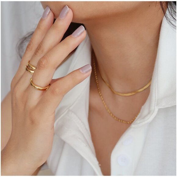 NEW 18K Gold Plated Wave Curve Ring - Picture 3 of 16